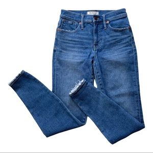 MADEWELL 9” HIGH RISE SKINNY JEANS MED WASHED LIGHTLY DISTRESSED Comfy  Sz 26